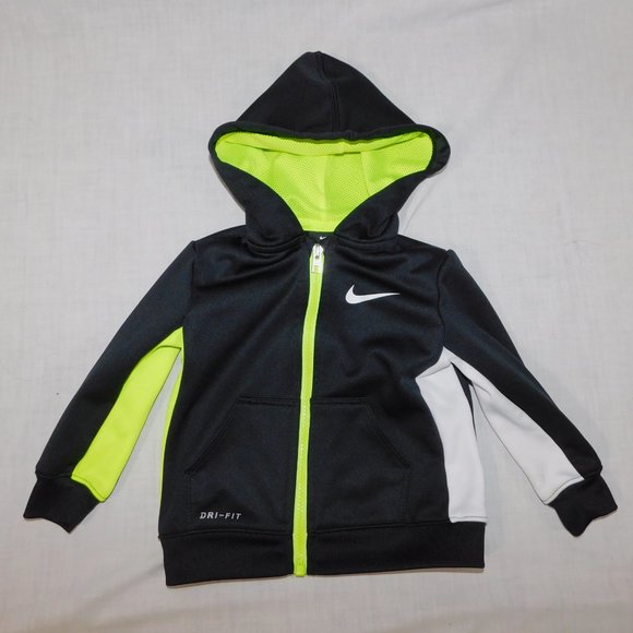 Nike Black White Yellow Hooded Full Zip Track Jacket 18 months - Picture 7 of 7